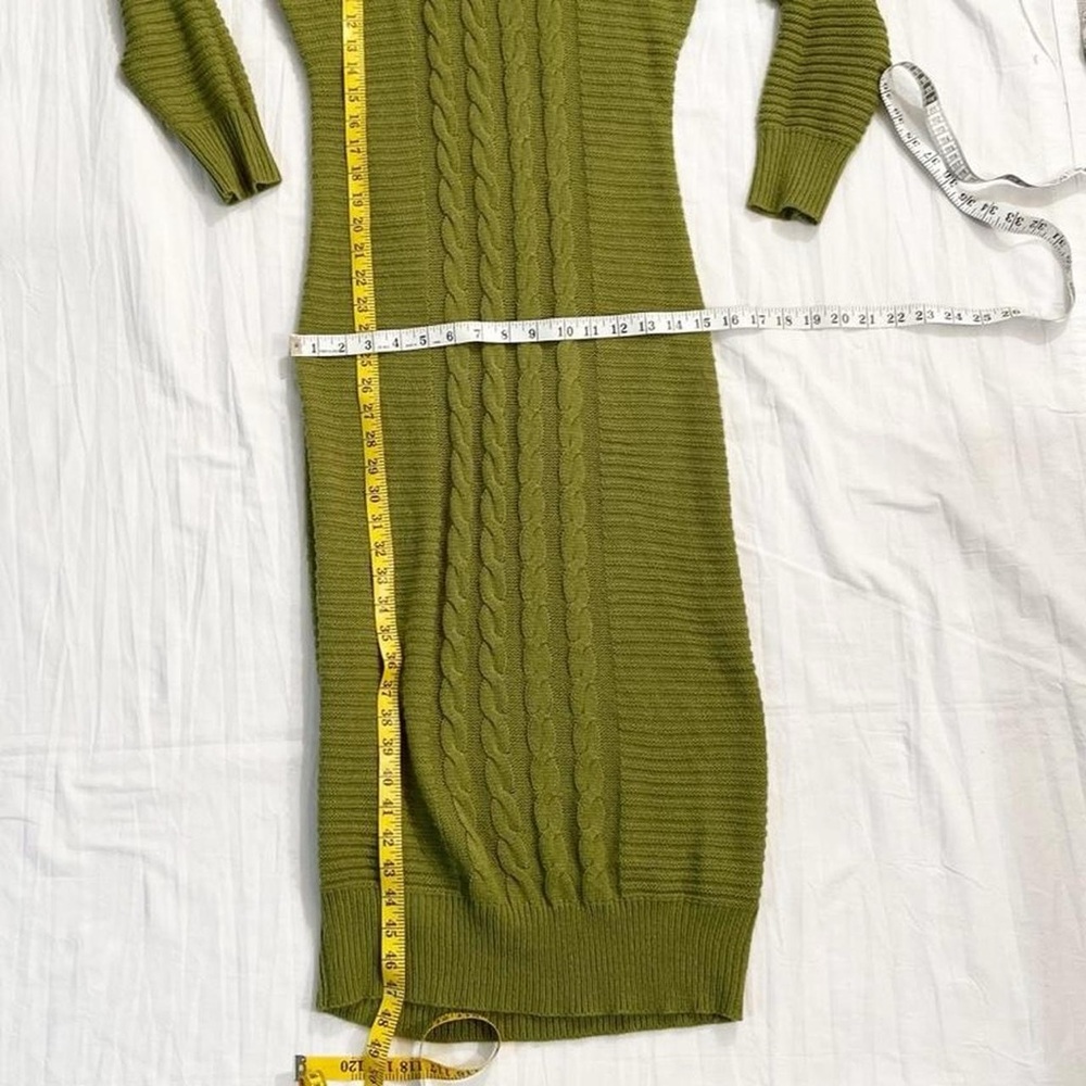 Green Long Sleeve Cable Knit‎ Maxi Dress - Picture 5 of 7